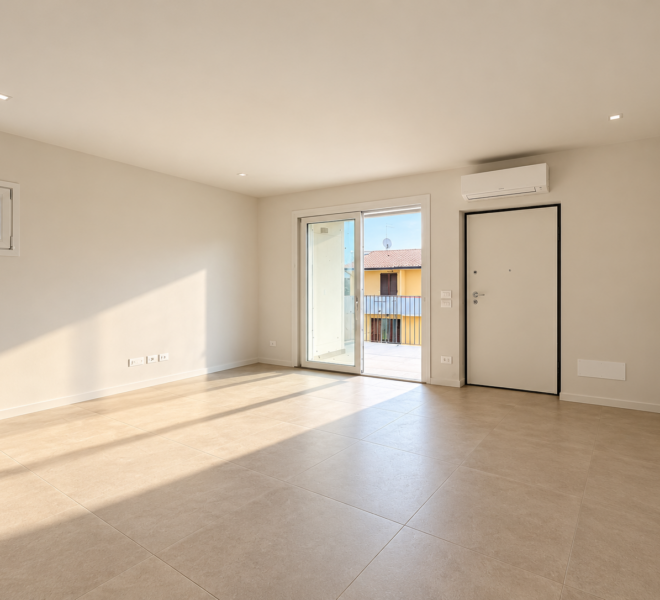 Soggiorno minimalista con luce solare